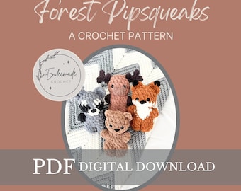 Forest Pipsqueaks Crochet Pattern: Bear, Fox, Moose, Raccoon (PDF Download)