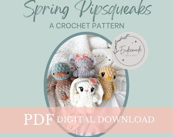 Spring Pipsqueaks Crochet Pattern: Bunny, Chicken, Duck, Mouse (PDF Pattern)