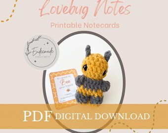 Tarjetas de San Valentín de Lovebug: Notas imprimibles de insectos (PDF)