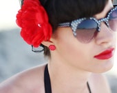 One Peony Flower Hair Clip - Your Choice of Color, Peony Hair Clip, Pin Up Hair Accessory, Rockabilly Hair Flower,  Large Hair Flower