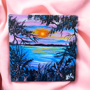 Original Mini Acrylic Painting on Canvas – Where the Sea Held Stillness – Ocean-Inspired Art, Peaceful Symbolic Painting