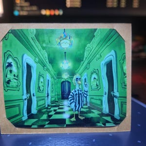Beetlejuice Goose Inspired Art | Magnet or Wallet Portrait with Easel | Spooky Comic Fandom Collectible