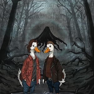 Supernatural Duck Fan Art: Collectible Sticker, Magnet, Portrait, or Print
