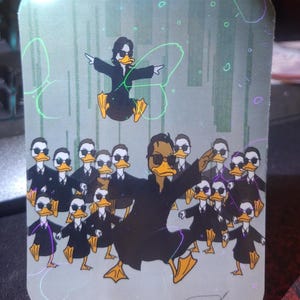 Matrix Duck Art: Sci-Fi Fandom Sticker, Magnet, Portrait, or Print
