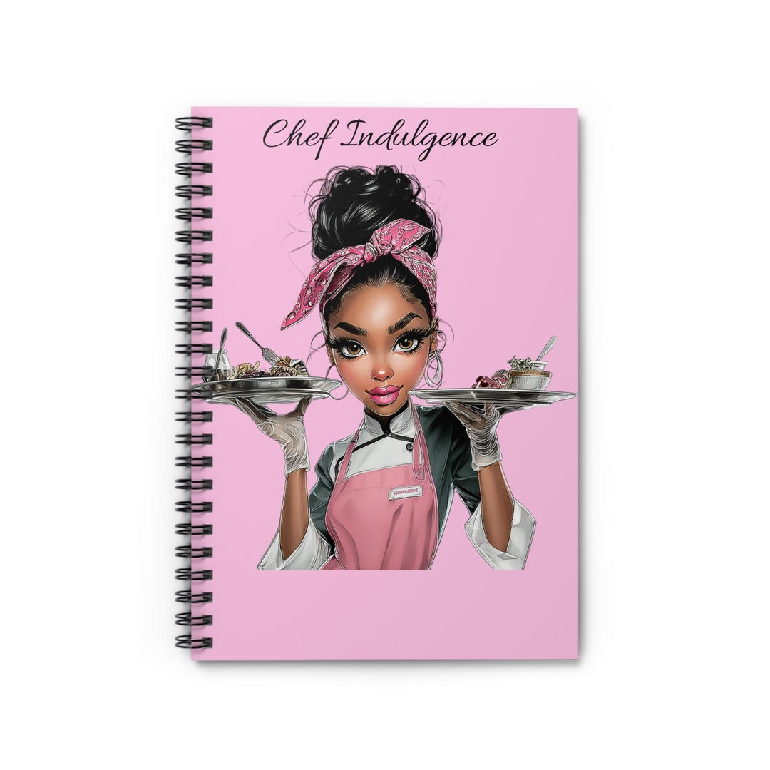Chef Indulgence Notebook | Pink Chef Illustration Spiral Notebook - Etsy