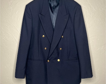 Bert Pulitzer Vintage Dark Blue Wool Blazer - 46L
