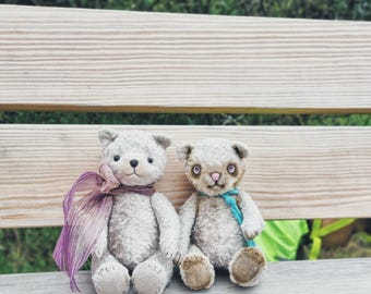 Handmade Artist Teddy Bears Bernard and Drupsy Collectible art toys OOAK 2 items