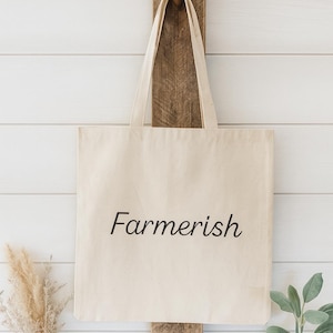 Cotton Canvas Tote Bag: Farmerish Text, Eco-Friendly Shopping Bag, Reusable Grocery Bag, Urban Farmer
