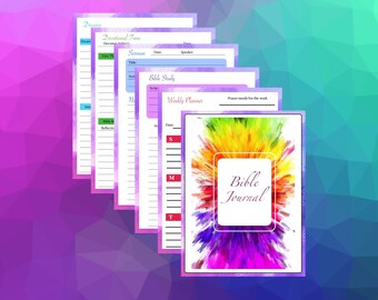 Bible Journal Planner Printable Pages Sheets Color Splash