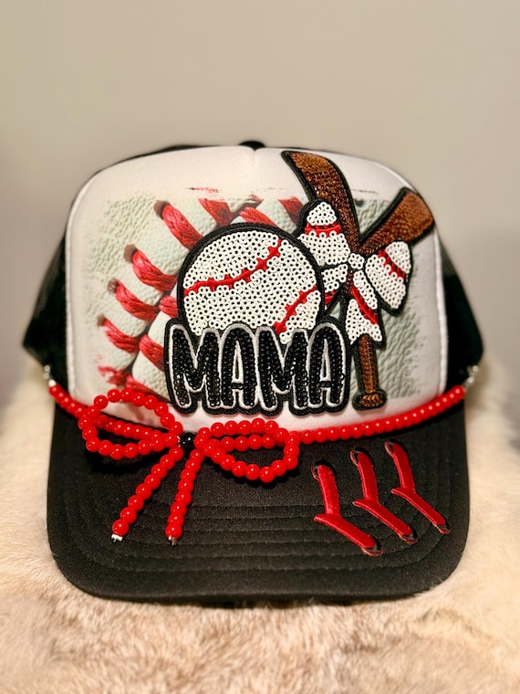 Baseball Mama Trucker Hat, Sequin Sports Mom Cap, Game Day Snapback, Travel Ball Mom Gift, Softball Mama Hat, Baseball Season