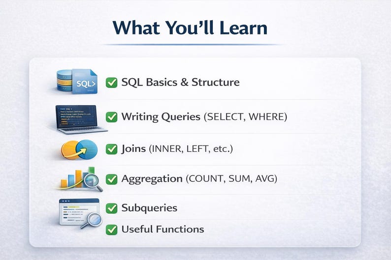 Aide-mémoire SQL pour débutants | Guide de référence rapide SQL avec exemples | Guide d'étude à télécharger au format PDF image 2