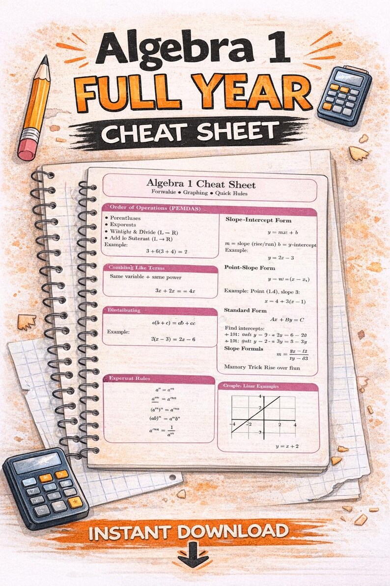 Algebra 1 Cheat Sheet – Quadratic Functions, Graphs & Formulas ...
