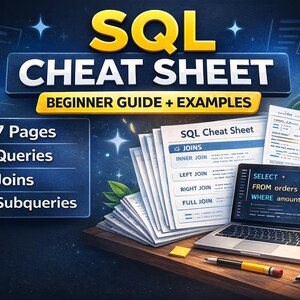 SQL Cheat Sheet for Beginners | SQL Quick Reference Guide with Examples  | Study Guide PDF Download