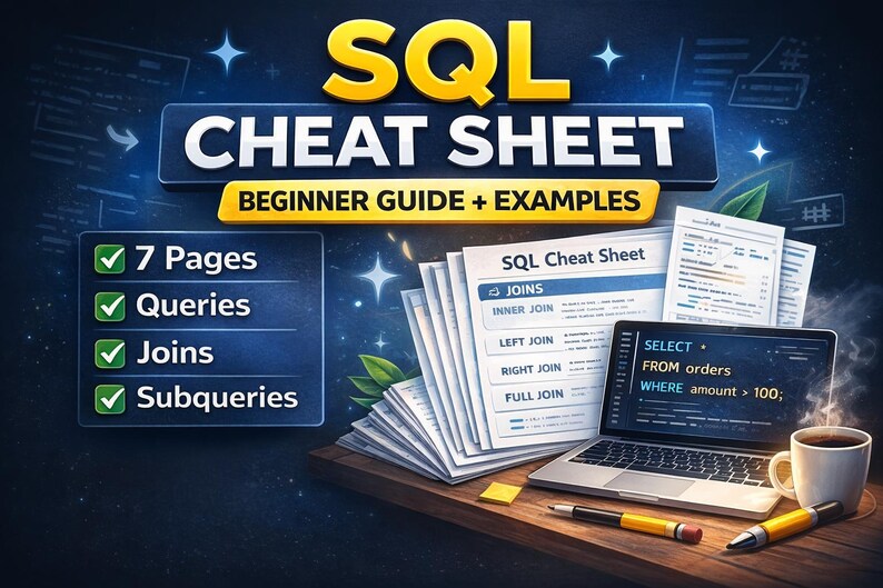 Aide-mémoire SQL pour débutants | Guide de référence rapide SQL avec exemples | Guide d'étude à télécharger au format PDF image 1