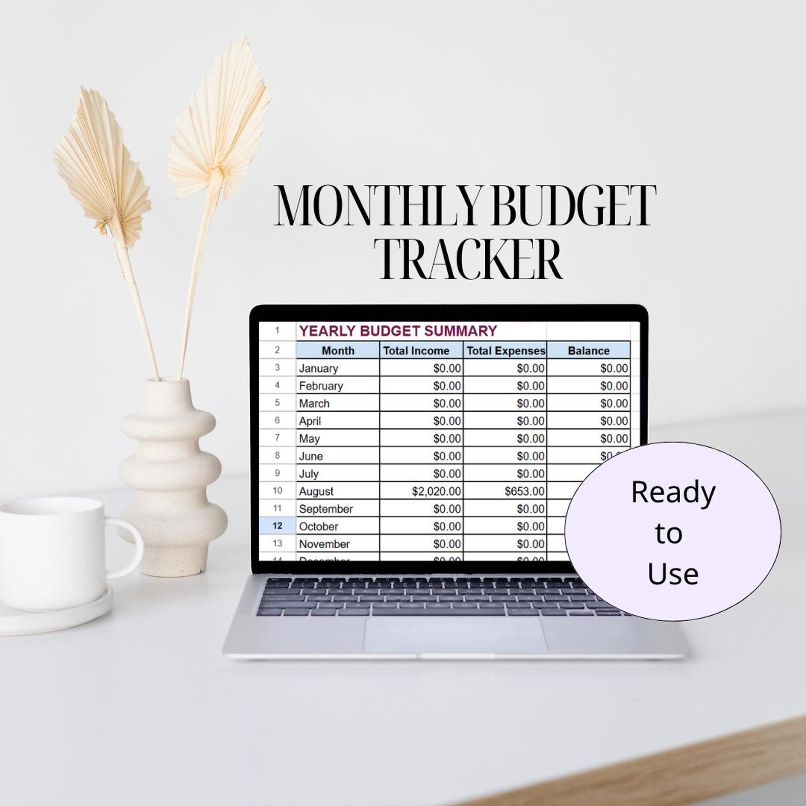 Monthly Budget Tracker Google Sheets | Income & Expense Spreadsheet ...