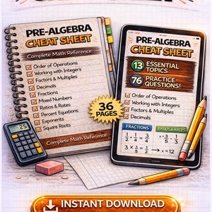 Hoja de referencia de preálgebra / Guía de estudio de matemáticas de 36 páginas (Descarga en PDF)