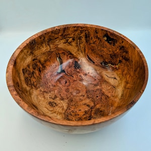 Hand-Turned Cherry Burl Bowl: Natural Wood Art Centerpiece