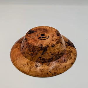 Hand-Turned Cherry Burl Shallow Decorative Bowl – Natural Edge & Live Grain Patterns