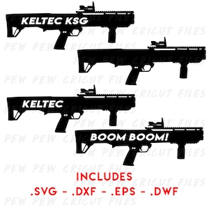 KelTec KSG SVG - File di taglio delle armi - Sagome KelTec - Shotgun Vector - Pump Action Shotgun COD