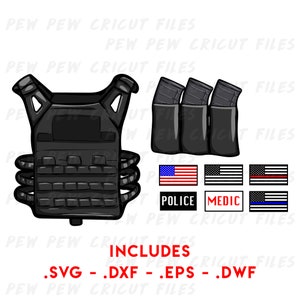 Body Armor Crye JPC SVG - Gun Cricut Files - Black Plate Carrier - Militaire Vector