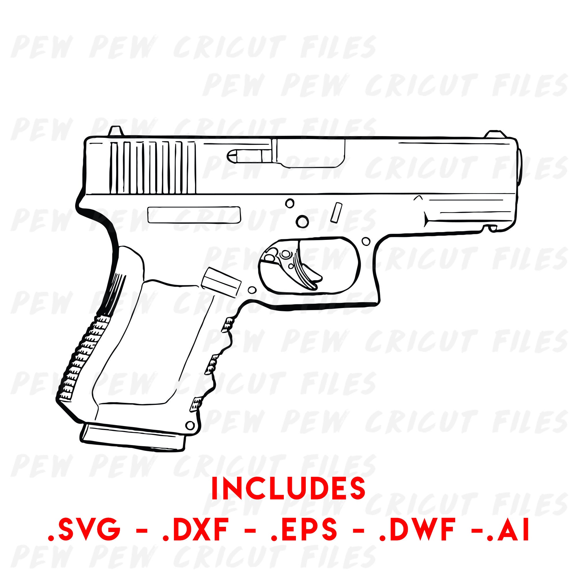 Glock 19 SVG Gun Cricut Files FULL COLOR Handgun Vector Etsy