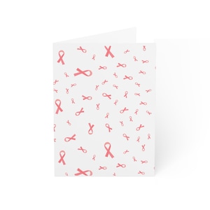Biglietto di ringraziamento B1 - Biglietti di auguri con nastro rosa, biglietti per la sensibilizzazione sul cancro al seno, biglietti motivazionali, confezione da 1, 10, 30 o 50