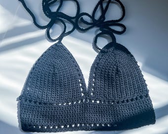 Handmade Slow Fashion Crochet Bralette – 100% Cotton Timeless Black Top