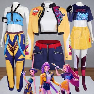 Dämonenjägerin von KPop Rumi Mira Zoey Cosplay Kostüme Verkleidung Frauen Mädchen Kleidung Rollenspiel Fantasia Party Karneval Anzug