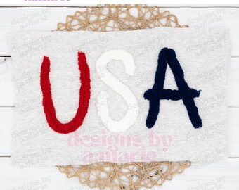 USA Yarn Embroidery Design Handwritten