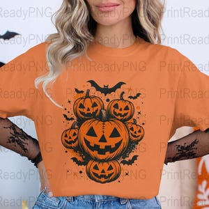 Citrouilles d&#39;Halloween PNG : Clipart de chauves-souris effrayantes, décoration d&#39;automne (téléchargement numérique)