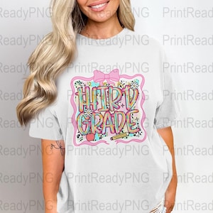 Preppy Third Grade PNG, Third Grade Design, Teacher PNG, Back to School PNG, Third Grade Digital, Third Grade Clipart,  Third Grade Download