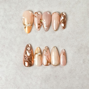 Handmade Gel Nails In Medium Almond, Glam Iridescent Press On Nails, Glue On Nails, Summer Nails, Birthday Wedding Prom Faux Nails.