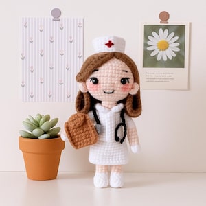 Crochet Nurse Amigurumi Pattern | Cute Nurse Doll Crochet PDF Tutorial | Handmade Nurse Gift Idea