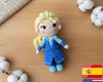 Crochet Elsa Amigurumi Pattern, Ice Princess Crochet Doll Pattern, Snow Queen Crochet Doll, Frozen Princess Crochet Pattern, Elsa Doll