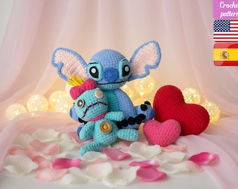 Valentines Stitch Crochet Pattern, Crochet Valentines Pattern, Valentines Amigurumi, Stitch Crochet Pattern, Scrump Crochet Pattern