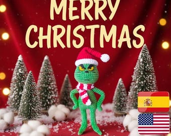 Crochet Grinch Doll Pattern, Amigurumi Christmas Grinch Toy PDF Tutorial, Holiday Crochet Pattern, Grinch Amigurumi, Crochet Grinch Pattern