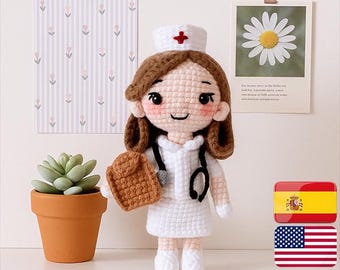 Crochet Nurse Amigurumi Pattern | Cute Nurse Doll Crochet PDF Tutorial | Handmade Nurse Gift Idea