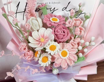 Crochet Flower Bouquet Pattern – PDF Amigurumi Floral Tutorial, Handmade Daisy, Rose & Blossom DIY Gift