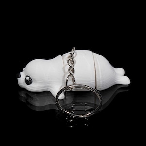 Adorable Baby Seal Keychain - Cute Animal Lover Gift - White Seal Charm