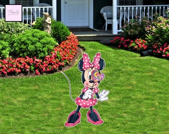 Recorte de Minnie Mouse rosa para cumpleaños, decoración para fiestas (digital)