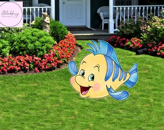 Little Mermaid Flounder Cutout, Birthday Party Yard Decor (Digital File)