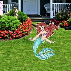 ariel mermaid birthday cutout, cutouts standees, Birthday cutout props, yard cutout digital cutout, party cutout, Baby shower decor backdrop