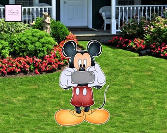 Recorte de Mickey Mouse para fiesta de cumpleaños, decoración para jardín (descarga digital)