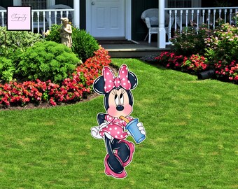Recorte digital de Minnie Mouse rosa para cumpleaños, decoración para fiestas