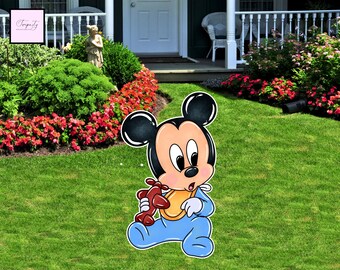 Recorte de Mickey Mouse para cumpleaños, decoración para fiestas en el jardín (descarga digital)