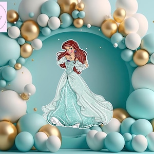 ariel princess little mermaid Birthday cutout props, cutouts standees, yard cutout, digital cutout, party cutout, Baby shower decor backdrop