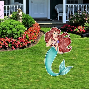 digital cutout little mermaid cutout, cutouts standees, ariel princess Birthday cutout props, yard cutout, , party cutout, Baby shower decor