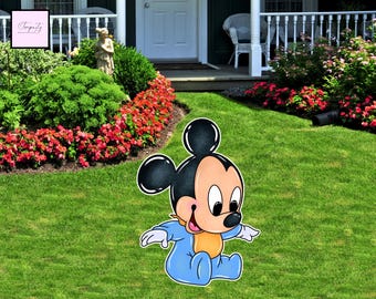 Recorte de Mickey Mouse para cumpleaños, decoración para fiestas en el jardín (digital)