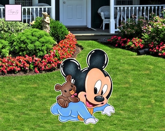 Recorte de Mickey Mouse bebé, decoración para fiesta de cumpleaños (descarga digital)