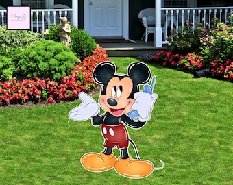 Figura recortada de Mickey Mouse, decoración de fiesta a tamaño real (archivo digital)